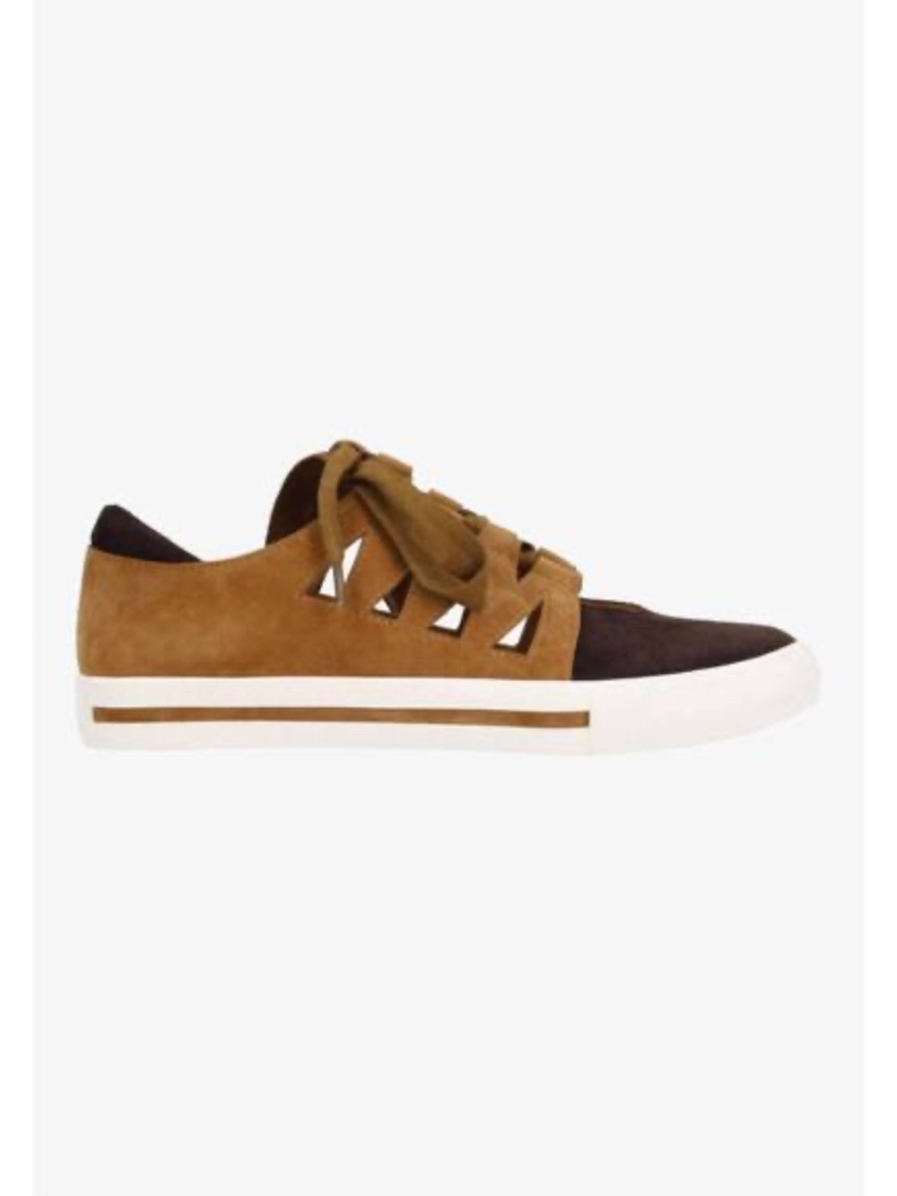 Women's Suede Low-Top Sneakers in Brown and Dark Brown